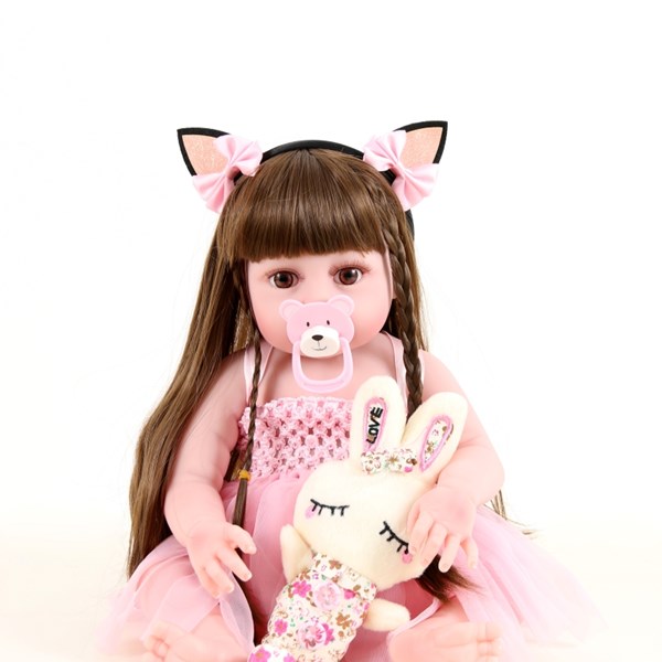 Boneca Bebê Sweetie Reborn (R) Coelhinha Silicone Doll- 48cm